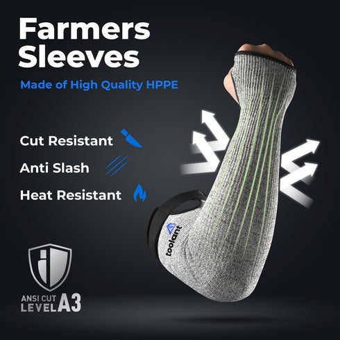 Cut Resistant Farmers Sleeves with Thumb Hole, Arm Protectors for Thin Skin and Bruising, for Gardening, Welding, Kitchen, Arm Guards for Biting, ...