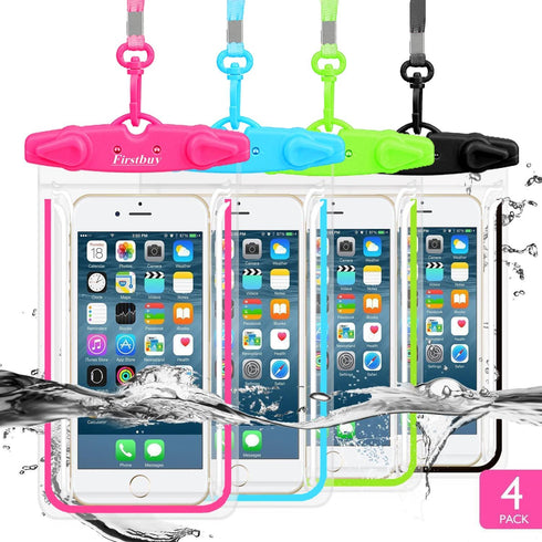 Universal Waterproof Phone Pouch, 4 Pack Waterproof Phone Case Dry Bag with Neck Strap Luminous Ornament for Water Games Protect iPhone 16 15 14 1...
