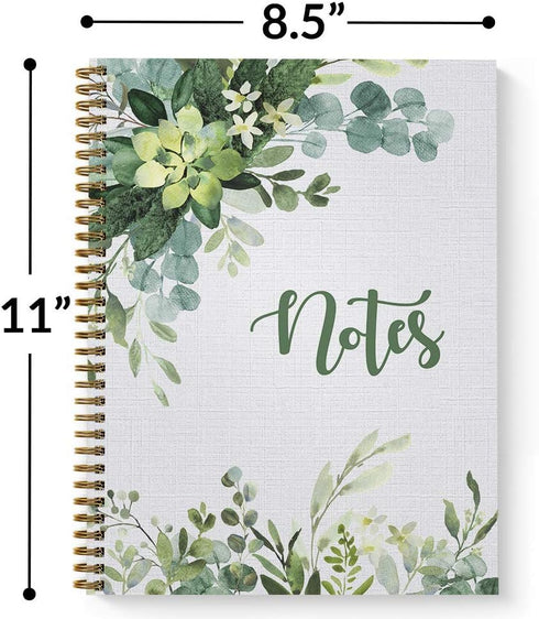 Softcover Abundant Greenery 8.5" x 11" Spiral Notebook/Journal, 120 College Ruled Pages, Durable Gloss Laminated Cover, Gold Wire-o Spiral. Made i...