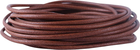 KONMAY 4.0mm Round Real Leather Cord, 10 Yards Dark Natural Leather String Cord for Jewelry Making, Necklaces, Bracelets and Crafting...
