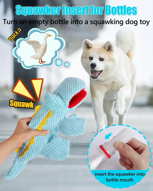 SCHITEC Squeaky Dog Toys, Crinkle Plush Water Bottle Toy with No Stuffing Body, Interactive Squawking Pet Chew Toy for Puppy Small Medium Large Do...