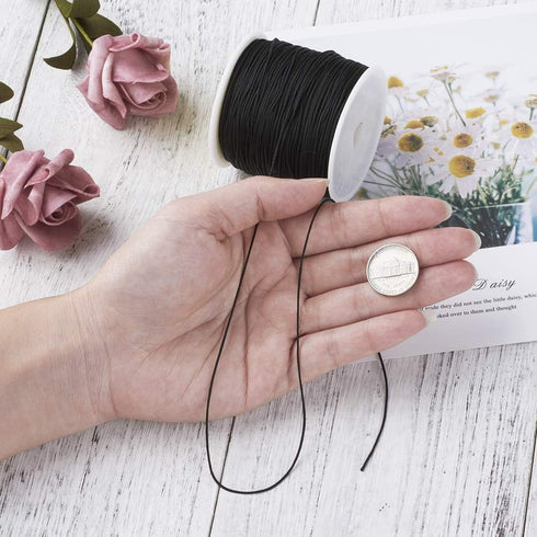 Cheriswelry 100Yard 0.8mm Braided Nylon Cord Black Beading String Thread Roll Lift Shade Cord for Jewelry Making Kumihimo Knotting Wrapping Beadin...