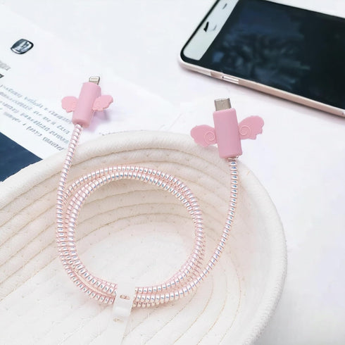 Cable Protector for iPhone Charger, Silicone Charger Protector Set - Cute Cable Cover Silicone Charger Case for 18W/20W iPhone Charger, Pink Heart...