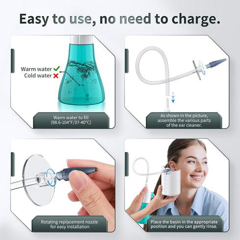 Ear Wax Removal, Ear Cleaner, Ear Wax Removal Kit, Manual Ear Irrigation Flushing System, Ear Cleaning Kit, Safe and Effective to Clean Ear Built ...