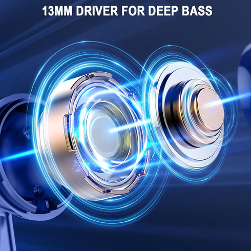 Bluetooth 5.3 Earbuds with LED Display, Bass Stereo, Noise Cancelling Mic, 40H Playback - Waterproof Sports Earphones for Android/iOS...