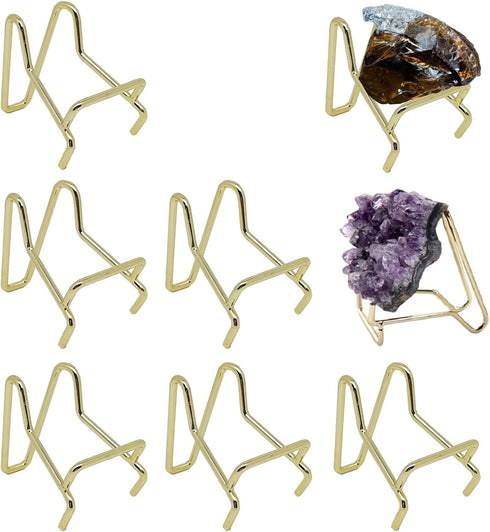 Rock Display Stand Gold Metal Easel Stands Crystals Holder for Display Collectibles Crystals, Rocks, Geodes, Heart Stones, Mineral Agate Fossil , ...