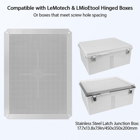 LeMotech Mounting Plate for Junction Box, ABS Plastic Internal Panel w/Screws for Installation on Electrical Box with Latches 15.75"x11.81"...