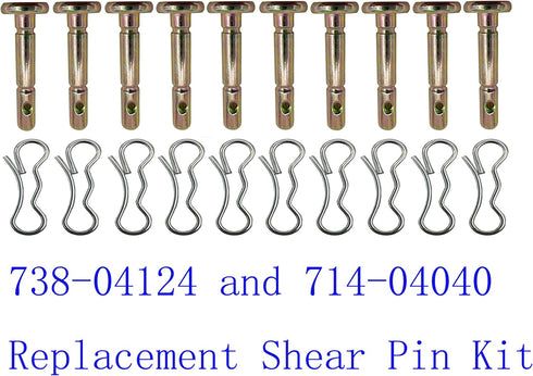 10 PK 738-04124A and 714-04040 Shear Pins and Cotter Pins for Cub Cadet MTD Troy Bilt Snow Throwers...
