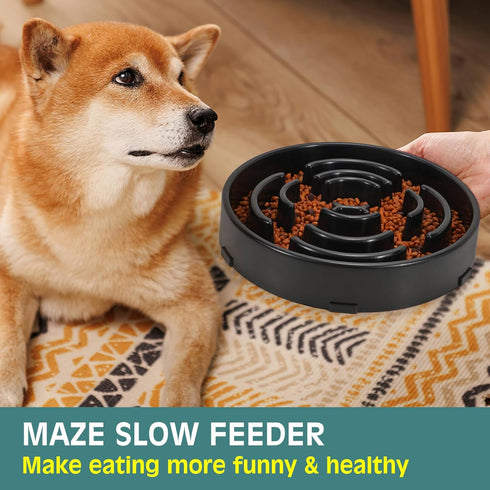 WHIPPY Large Slow Feeder Dog Bowls for Large Medium Dogs Anti-Chocking Slow Feeding Maze Dog Food Bowl Slow Eating Interactive Bloat Stop Puzzle B...