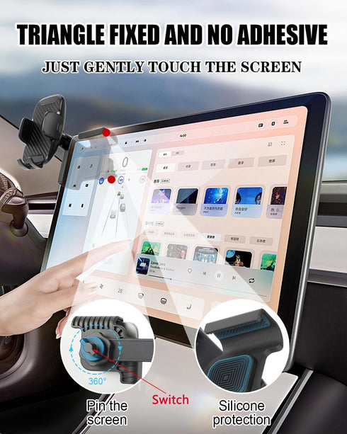 for Tesla Phone Mount Model 3(2024-2017)/Model Y(2024-2020) Universal Car Phone Holder for Tesla Accessories Screen Compatible with iPhone 16 15 1...