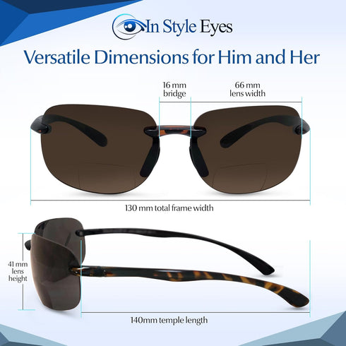 In Style Eyes Lovin Mawi Bifocal Wrap Around Sunglasses, Polarized Reading Glasses Reduce Sun Glare, Near Invisible Line Lens, Tortoise, 3.0x...
