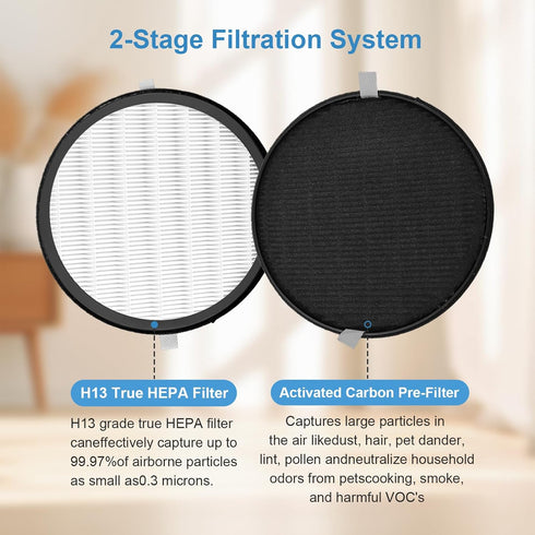 Halo H13 True HEPA Replacement Filter, Compatible with Pure Enrichment PureZone Halo Air Purifier Model PEAIRDSK, 2-in-1 True HEPA Filters and Act...
