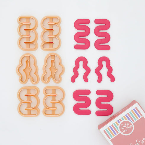 GOTO CLAY TOOLS Organic Shape Curvy Polymer Clay Cutter, Polymer Clay Cutter, Set of 6 Cutters, 3 Mirrored Sets...