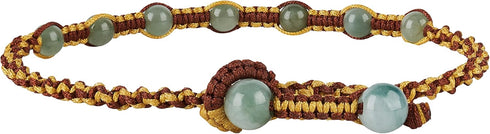 Infinityee888 Jade Anklet yellow brown adjustable woven cord Feng Shui for Men,Women Ankle Bracelet-AK02YB...
