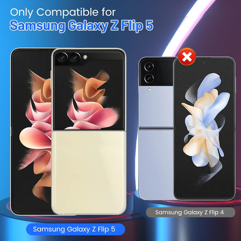 TQLGY 6 in 1 for Samsung Galaxy Z Flip 5 Screen Protector, 2 Pack Inside Flexible TPU Film, 2 Pack Back Tempered Glass Screen Protector and 2 Pack...