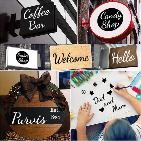 Large Letter Stencils for Painting on Wood - 44 Pack Alphabet Letter Number Stencil Templates with Signs, Reusable Plastic Stencils in 3 Fonts and...