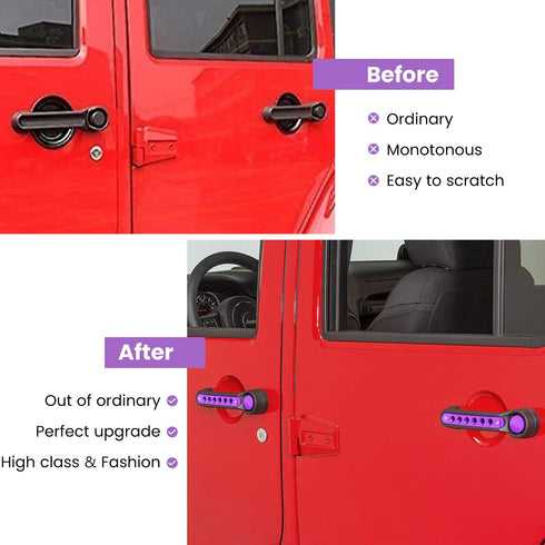 Grab Handle Inserts Cover+Push Button Knobs Cover Trim for Jeep Wrangler JK JKU Sahara Rubicon Unlimited 2007-2018 Exterior Door Handle Decoration...