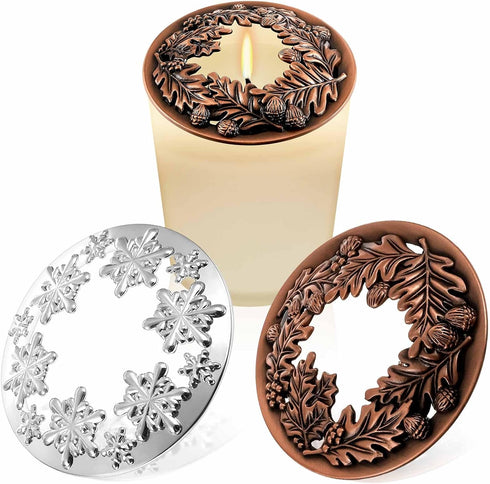 Moxweyeni 2 Pieces Candle Toppers to Burn Evenly Scented Jar Candles Cover 2.85 Inch Mother's Day Gifts Leaf Pine Topper Lids Accessories Sleeves ...