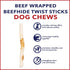 Pet Factory Twistedz American Beefhide 5" Twist Sticks Dog Chew Treats w/ Real Beef Meat Wrap - 20 Count/1 Pack...