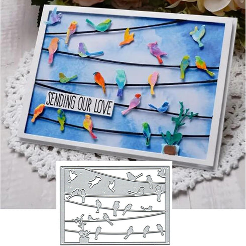 Bird on The Wire Metal Die Cuts for Card Making,Bird Flower Frame Card Cutting Dies Cut Stencils DIY Scrapbooking Album Embossing Paper Card Embos...