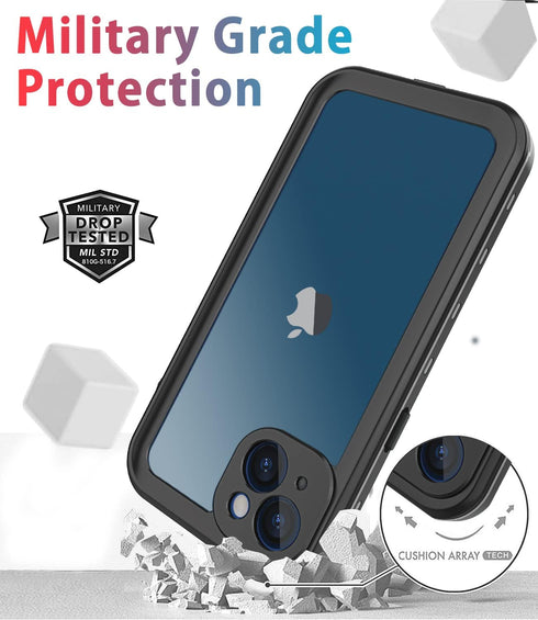 for iPhone 13 Case Waterproof Shockproof Dustproof Full-Body Sturdy with Camera Lens Protector and Built-in Screen Protector,Underwater Full Seale...