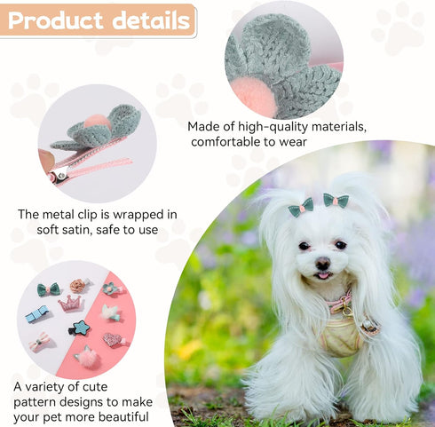 10 Pcs Dog Hair Clips Small Dog Hair Bows Cute Dog Hair Grooming Accessories Girls Puppies Hair Barrettes Flower Crown Hairpin Cat Topknot Pet Hea...