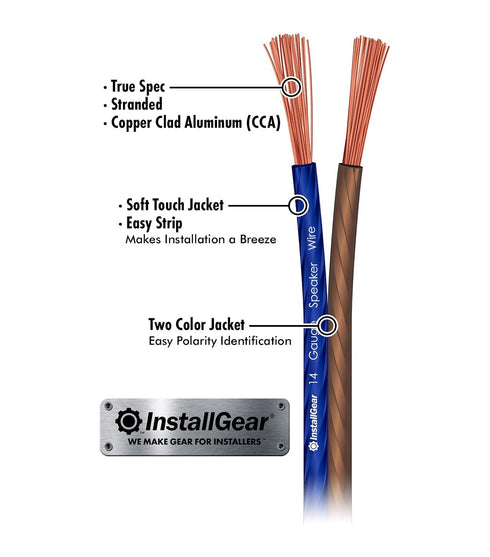 InstallGear 14 Gauge Speaker Wire Cable (30 Feet), 14 AWG Speaker Wire Cable for Car Speakers Stereos, Home Theater Speakers, Surround Sound, Radi...