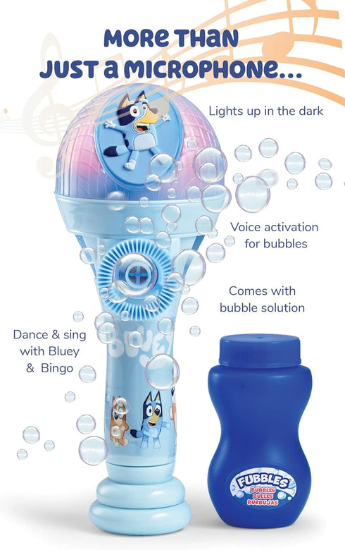 BLUEY DANCE MODE Bubble Machine and Toy Microphone | Bluey Toy for Baby, Toddlers and Kids | includes Bubble Solution...