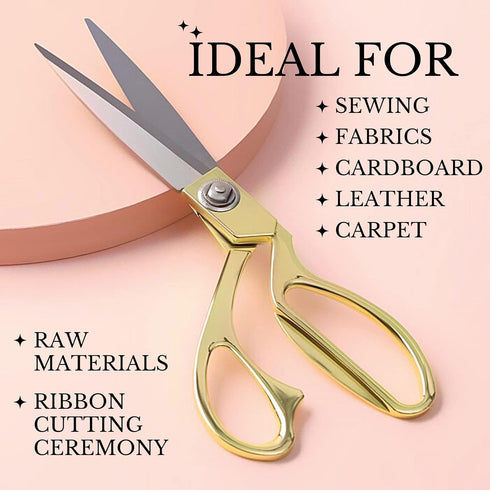 Stainless Steel Scissors Gold Scissor Professional Heavy Duty Sharp Scissors 10.5" Scissors All Purpose Fabric Scissors Professional Sharp Scissor...
