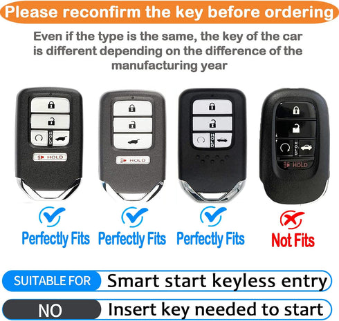 Sindeda for Honda Key fob Cover with Leather Keychain,Soft TPU Full Cover Protection,Key fob case Compatible With Honda Accord Civic CRV Pilot Ody...