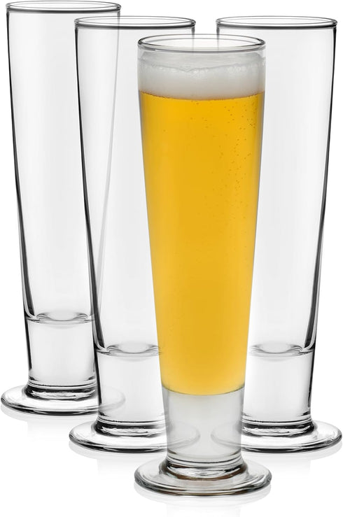 Libbey Stockholm Pilsner Beer Glasses Set of 4, 14.5oz, Tall Pint Glasses for Pilsner, Kolsch, Lager, and More, Unique Beer Gift Set...