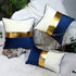 Navy Blue Beige Gold Leather Patchwork Velvet Throw Pillow Cover 12x20 Set of 2 Luxury Modern Home Decor Cushion Cover Decorative Pillow for Couch...