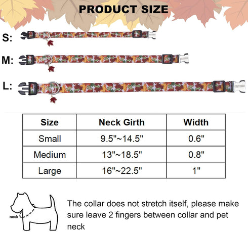ADOGGYGO Fall Dog Collar, Thanksgiving Dog Collars Adjustable Soft Fall Leaves Thanksgiving Collars for Small Medium Large Dogs (Medium, Fall)...