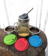 Reusable Food Grade and BPA Free Silicone Sip Coffee Juice Drinking Lid Kit with Stainless Steel Rings for Mason, Ball, Canning Jars, Pack of 4 Se...