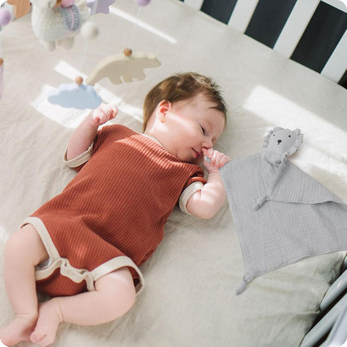 Newborn Baby Loveys Security Blanket Muslin Soft & Breathable,Organic Cotton Lion Lovies for Baby New Born Boy Girl Unisex Baby Unique Neutral Pre...