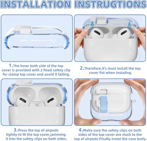 AirPods Pro 2nd/1st Generation Case Cover with Cleaner Kit, Auto Snap Switch Secure Lock Clip Transparent Airpods Pro Case,Compatible with MagSafe...