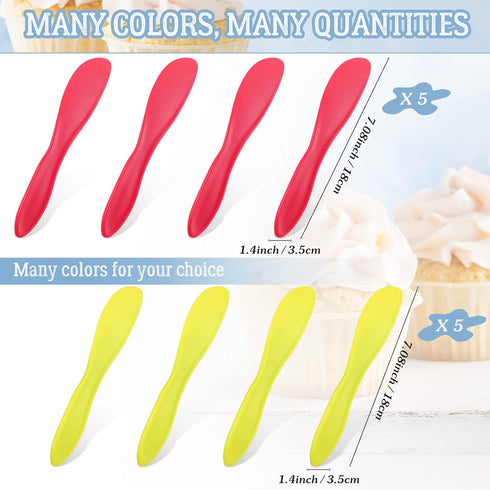 10 Pieces Plastic Butter Spreader Multi Purpose Butter Knife Spreader Versatile Knife Frosting Knives for Soft Cheese Cream Icing, 7 x 1.4 Inch(Ye...