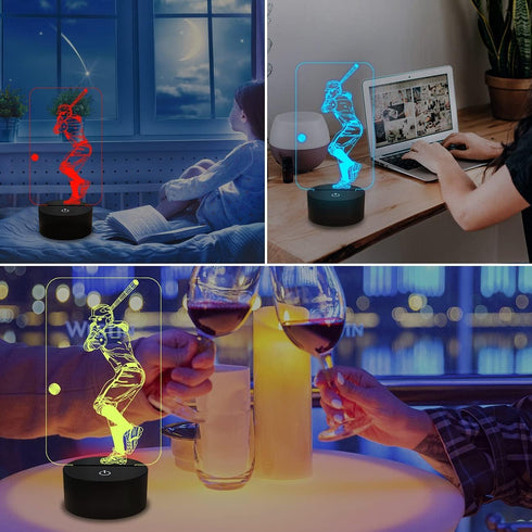 FULLOSUN Baseball 3D Night Light, Sport Gifts Bedside Lamp for Xmas Holiday Birthday Gifts for Kids Baseball Fan with Remote Control 16 Colors Cha...