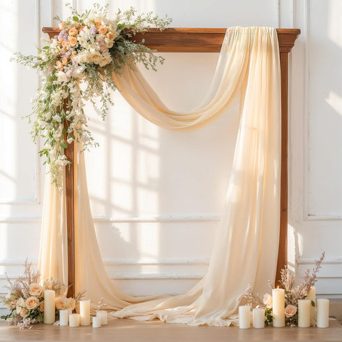 Wedding Arch Draping Fabric, 1 Panel 28" x 19Ft Champagne Sheer Backdrop Curtain for Ceremony, Party Ceiling Decor - Arch Decorations and Ceiling ...