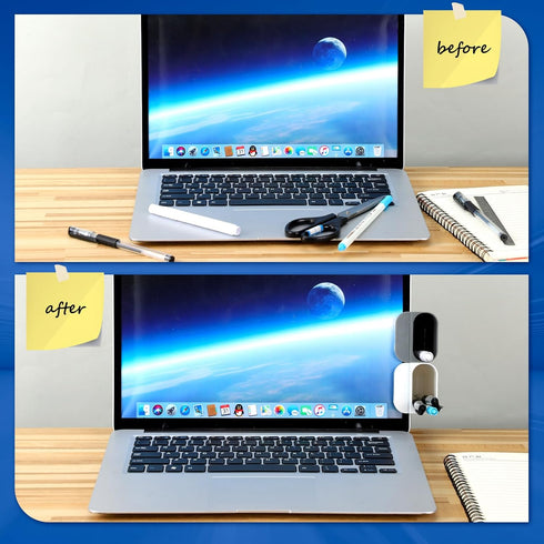 6 Pcs Screen Pen Pencil Holders Attachable Deskside Pen Holder Computer Monitor Desktop Pen Organizer with Self Adhesive Attacher for Office Suppl...