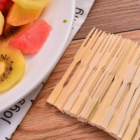 200 Pcs Bamboo Forks 3.5 inch, Wooden Appetizer Forks Mini Food Picks for Party, Banquet, Buffet, Catering, and Daily Life...