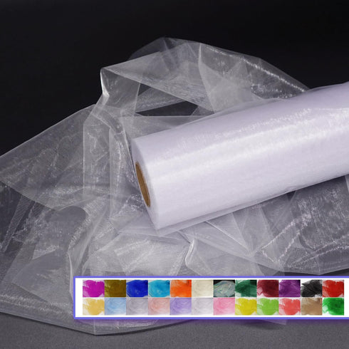 White Tulle Organza Fabric Rolls, Crystal Organza 12" by 50 Yards (150 ft) Sheer Nylon Silky Shiny Netting Spool Bolt for DIY Craft Table Runner W...