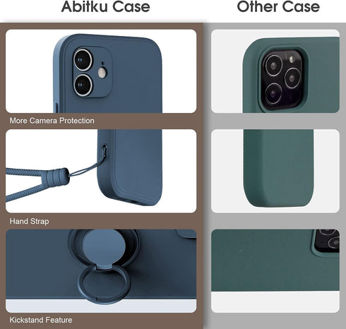 abitku Compatible with iPhone 12 Case, Silicone with 360°Ring Kickstand Holder (Support Magnetic Car Mount) Soft Silk Microfiber Cloth Designed fo...