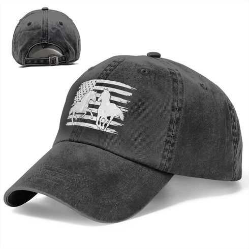 Women's Running Horse USA flag Hat Adjustable Washed Vintage Baseball Cap for Mom Dad...