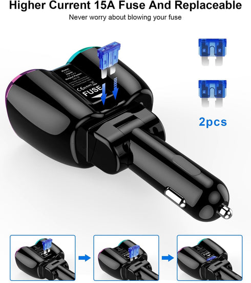 2024 Upgraded Cigarette Lighter Splitter, SUPERONE 180W 2-Socket Cigarette Lighter Adapter with Dual QC3.0 and 20W PD USB C Car Charger Splitter f...