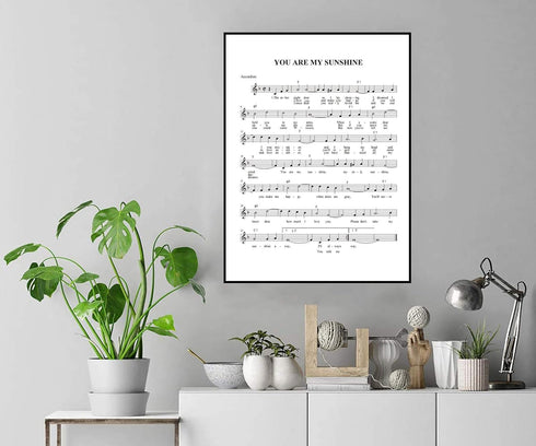 You Are My Sunshine Lullaby Canvans Wall Art Picture Decor Sheet Music Poster Canvas Painting Home Modern Decoration On Canvas Poster Print Wall A...