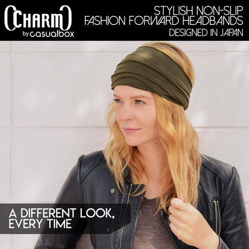 Casualbox Mens Womens Elastic Bandana Headband Japanese Long Hair Dreads Head wrap Charcoal Gray,Free Size...