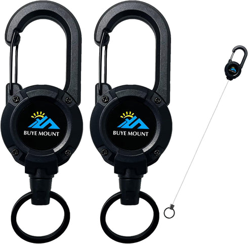Retractable Keychain Heavy Duty 2Pack, Multitool Carabiner Badge Holder, Retractable Keychain Clip Id Holder, Upgraded 58cm Stainless Steel Cord B...