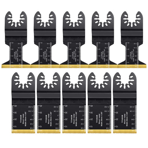10PCS Titanium Oscillating Saw Blades, Universal Oscillating Multitool Blades Metal Cutting Quick Release for Hard Material Metal Nails Wood Plast...