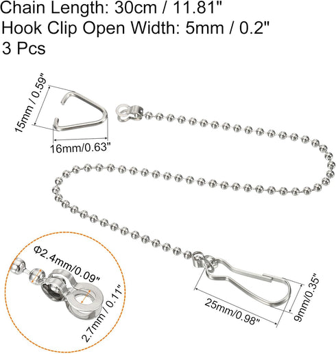 MECCANIXITY Toilet Flappers Chain, 25cm Toilet Handle Lever Lift Flush Replacement Ball Chain Link, 304 Stainless Steel Pack of 3...